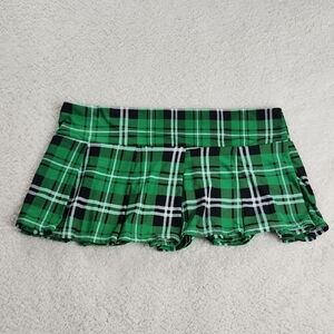 Chic Green Plaid Women's Skirt Exotic Erotic Dancer Pole Small Medium